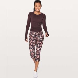 Lululemon Fast & Free Crop II Nulux 
Peony Multi Size 6